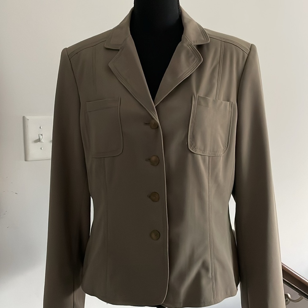 Rafaella Suit Pants Jacket Women Size 10 Deep Olive Fitted Straight Leg Career - Picture 6 of 16